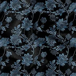 Soimoi Florals Print - Black, Pure Silk Fabric - 42 Inch Wide, 1 Meter, Lightweight Material, Perfect for Elegant Dresses, Sarees, Scarves-image-5