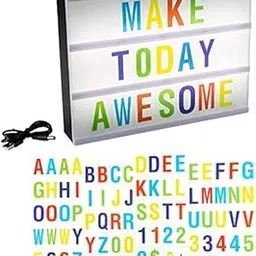 IKTU Plastic LED Cinematic Light Decorative Box Sign Interchangeable Letters Numbers Symbols- Marquee with USB Cable (A5 Size - 85 Letters) Multicolor-picture-34