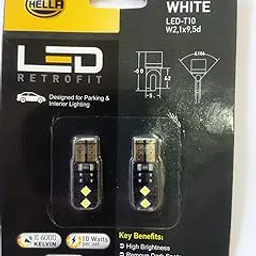 Hella LED T10 Cool White Parking Light Bulb, 10W, 6000K, 12V DC, Pack of 2-image-36
