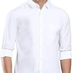 dennis lingo Men's Cotton White Solid Casual Shirt (C301_White_L) image 1