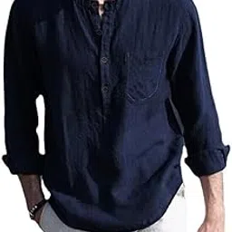 bollywood designer Men's Cotton Regular Full Sleeve Short Kurta Shirt with Casual Solid Mandarin Collar Kurta Shirts-picture-13