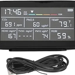 compatibility with Indoor Air Quality Monitor PM2.5 PM10 CO2 TVOC Tester with LCD Display for Home Office School Car-image-56