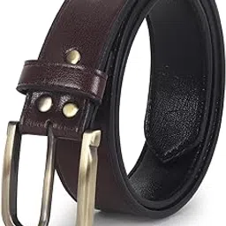 punnu Brown Vegan Leather Antique Brass Finish Buckle Men's Belt-picture-55