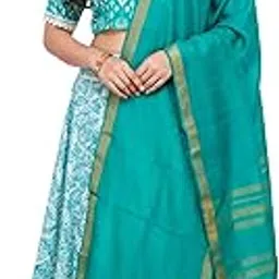 Women’s Traditional Gopi Dress Set – Elegant Teal Printed Lehenga Choli with Dupatta | Ethnic Indian Festive & Temple Wear Outfit-picture-10