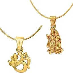mahi Gold Plated Combo of Two Radha-Krishna & Shiva Unisex God Pendants CO1104596G-picture-27