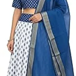 Blue & White Gopi Dress for Women – Ethnic Printed Lehenga Choli with Dupatta – Traditional Indian Dress-picture-25