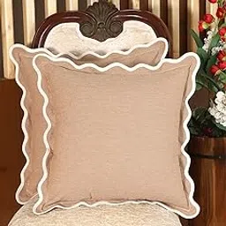 Home - The Best is for You Self Design Cotton Cushion Covers | Pack of 2 (16"x16", Brown_Self Flenge)-picture-13