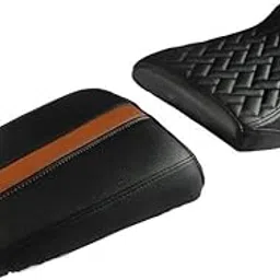 Elegant Twin Prime Luxury Black and Tan Bike Seat Cover Compatible with TVS Raider 125-picture-29
