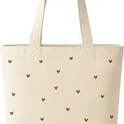 STANIX Premium Printed Tote Bag with Zipper | Cotton Canvas Handbag for Unisex – Trendy College, Office & Everyday Shopping Companion (Beige)-image-35