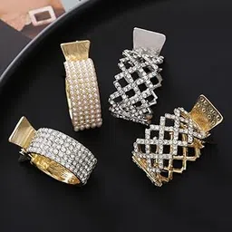 Starvis Pearl Hair Accessories 3 Pc Hair Clips For Women Stone For Girls Women Wedding Mini Ponytail Claw Butterfly Hair Mini ponytail Clutcher Metal Pearl Hair Clip-picture-22
