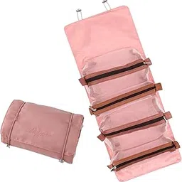 VARENYYA Nylon 4 in 1 Travel Toiletry Makeup Cosmetic Organizer Pouch Bag Travel Storage Organizer Bags Pouches Kit for Men and Women Makeup Essentials Bag (Pink)-picture-43