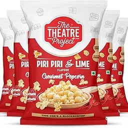 The Theatre Project Peri Peri & Lime Popcorn - Gourmet Snack, Spicy & Tangy Popcorn for Movie Nights Combo Pack of 5 Pouches (150g)-image-73