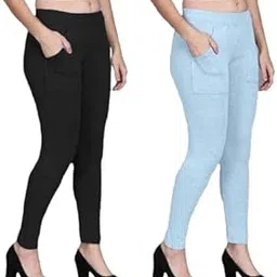Casual Pocket Jeggings for Girls (Age 14 to 18) & Women (Hip Size 26 to 34) // Fabric - Soft Bun Cotton // Fit - Slim Fit Ankle Length // 2 Combo Pack // Please Refer The Size Chart Image First-image-11