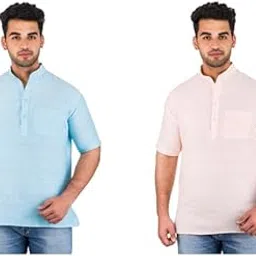 deshbandhu dbk DESHBANDHU - Best Men's Cotton Regular Solid Plain Short Kurta Half Sleeves - Casual Wear/Traditional Ethnic Regular Kurta/Kurta for Man/Short Kurta for Summer (Pack of 2)-picture-17