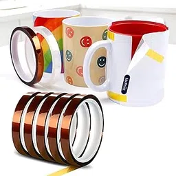 Craft Maniacs Sublimation Heat TAPE 8 mm 33 Meter | Heat Tape for MUG Printing | Mobile Cover, Heat Transfer Printing with High Temperature Adhesive Tape | Polyimide Heat Resistant (1) image 1