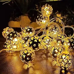Party Propz Metal Ball Light for Decoration - 5m, 10 LED, Diwali Lights for Decoration for Home, Ball Led Light String Lights for Home Decorations, Led Lights for Decorations image 1