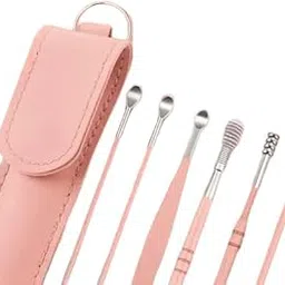 6-Piece Spring Earwax Removal Tool Set | Stainless Steel Ear Cleaning Kit with Leather Storage Bag | Spoon Ear Picks for Safe Ear Hygiene at Home and Travel (Multicolor) Nil Baps-P384-picture-35