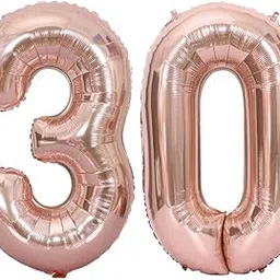 Propsicle Rose Gold Number 30 Foil Balloons 16 Inch - (Pack of 2) Thirty Birthday Decoration, 30th Anniversary, Milestone Party Backdrop, Props for Photos, Cake Table, Home or Hall Décor-picture-26