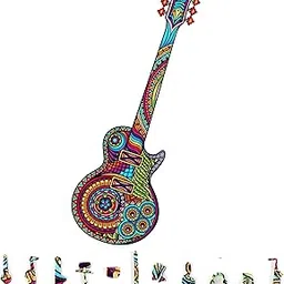 ZenChalet 200 Pcs Guitar-Shaped Wooden Jigsaw Puzzle for Adults - 7.5 x 22.5 Inches Wood Cut Puzzle Box with 24 Uniquely-Shaped Pieces – Challenging Unique Shaped Jigsaw Puzzle-image-19