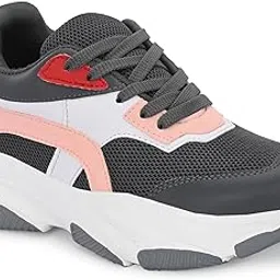 stanphord Womens Vortex Vistas Colourblocked Chunky Semi Casual Sneakers Shoes | Trending and Stylish Footwear | Fashion Streetwear Lace Up Shoes for Walking, Jogging, Running-picture-57