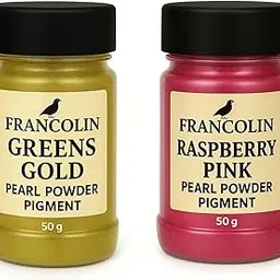 Francolin | GreensGold & RaspberryPink | Mica/Pearl Powder Pigment | Non Toxic | Vibrant Metallic Glowing | for Soap, Epoxy Resin, Painting, Nail Art & Craft, Cosmetic, Slime | 50g*2-picture-34