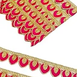 Balar Creation Pink Lace Border Material Gota Patti Gold Zari Embroidery – 9 Meters, 3 CM Wide, Ideal for Women's Saree, Lehenga, Blouse, Dupatta, Hijab & Crafts (Pink Color)-picture-67