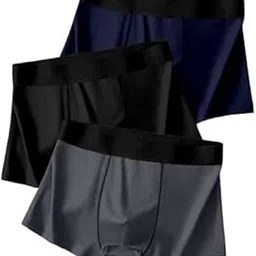 veltra enterprise Men's Trunks - Soft Microfiber & Modal Blend, Breathable, Moisture-Wicking, Stretchable Design for Ultimate Comfort, Support and All-Day Wear (Pack of 3)_Black&Blue&Grey_L image 1