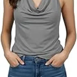 madborn creation MADBORN Women Sleeveless Cowl Neck Halter Top, Women's Casual top-picture-29