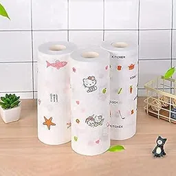 RP MALL Non-Woven Reusable and Washable Kitchen Printed Tissue Roll Non-stick Oil Absorbing Paper Roll Kitchen Special Paper Towel Wipe Paper Dish Cloth Cleaning Cloth (50 sheets) pack of 1.-picture-13