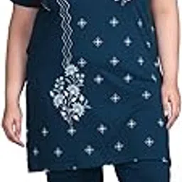 rysh Women's Plus Size Ethnic Print Longline T-Shirt with Pyjama Set-picture-37