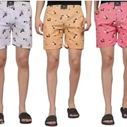 Men Printed Cotton Shorts Boxers (Pack of 3) with 2 Side Pockets | Soft Breathable Cotton Boxers for Men | Comfortable and Stylish Printed Cotton Shorts Combo-image-3