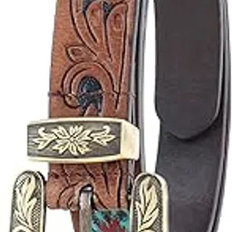 aditi wasan Casual Genuine Leather Cowboy Belt for Women, Tan-picture-15