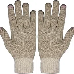neska moda Pack of 1 Pair Women Winter Woolen Gloves/Mittens with Mobile Screen Touch (Beige)-HG251 image 1