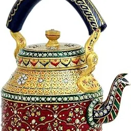 DECORATIVE CRAFT Hand Painted Figurine Aluminium Decorative Tea Kettle Pot Multicolour-picture-32