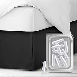 Empyrean Bedding Pleated Bed Skirt - Luxury Microfiber Dust Ruffle - 14” Tailored Drop - Sleek Modern Bed Skirt - Bonus Bed Skirt Pins Set of 8 Included, Full, Black-picture-47