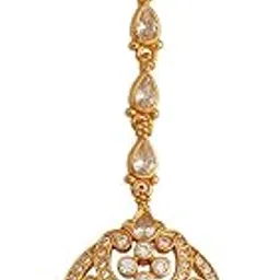 kushal's Fashion Jewellery Ruby Gold Polished 92.5 Silver Temple Tikka, Best for Bridesmaids, festive season & Special Occasion - 406060-picture-10