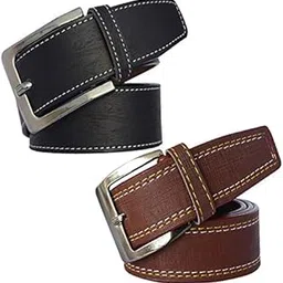 veteran Men's Brown And Black Formal And Casual Synthetic Belt For Man Combo (Black Brown-0558Vt)-picture-27