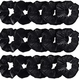 Staila 24 Pieces Black Velvet Scrunchies Hair Ties Elastics Scrunchy Bobbles Soft Hair Bands Ponytail Holder Hair Accessories for Women Girls-picture-20