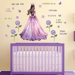INDIAN ROYALS Pink Butterfly Girl Flower Fairy Floral Wall Sticker for Kids Room Decor (30CM x 90CM)-picture-12