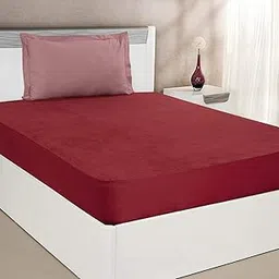 Amazon Brand - Solimo Water Resistant Cotton Single Mattress Protector 72"x36" - Maroon-picture-68