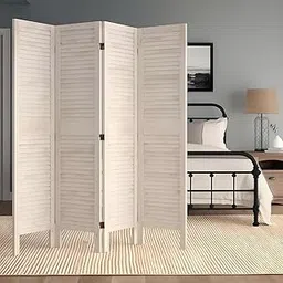 Wooden Room Divider Partition – 4-Panel, 6 Feet | Foldable Privacy Screen & Separator for Living Room, Bedroom, Office, Pooja Room & Restaurant (White)-picture-26