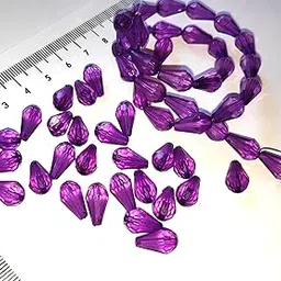 Go-Set-Get! 8x12mm Tear Drop (300 Pcs) DARK PURPLE Bicone Macrame Crystal Plastic Beads for Arts, Crafts & Decoratives-High Sparkle Cutting Crystal Beads for Macrame, Jhula, Torana, Jhumar (DarkPurpleDrop8x12)-picture-32