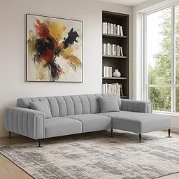 BRAXTON Allen RHS 4 Seater Sofa Set L Shape Modern Sofa Set for Living Room (Grey Color Fabric)-image-93