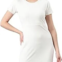 showoffff SHOWOFF Women's Round Neck Short Sleeves Bodycon Solid Olive Above Knee Dress-AE-506_Olive-picture-10