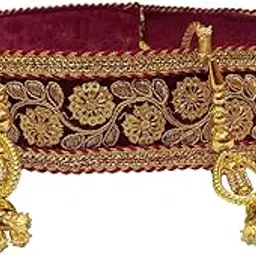 navti creations Women's Maroon Bridal Belt (Kamarband) With Flower Zari Embroidery In Velvet With String (Free Size)-picture-24