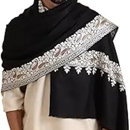 tweedle Kashmiri Embroidery Shawl/Stole for Men, Pure Wool Feel, Smooth & Light Weight, Full Size Shawl for Gents-picture-25