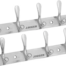 JAGGER JAG334 Wall Mounted Stainless Steel Wall Hooks for Hanging Cloth/Towel Hangers/Key Ring Holder/Door Hangers/Hook Rail/Bthroom Hanger [ Combo Pack of 2 ] (Silver, 4 PIN Hook)-image-67