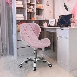 Amazon Brand - Umi Height-Adjustable Faux Leather Office Executive Study Desk Chair for Salon, Bar in Light Pink & White Color-picture-26