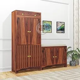 Sheesham Wood Shoe Rack for Home | Wooden Shoe Cabinet for Home for Home with Seating | Shoe Rack for Home with Seat | Wooden Shoe Rack Cabinet with Door Big Size (Honey Finish)-picture-65