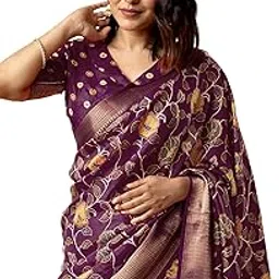 mirchi fashion Women's Cotton Silk Peacock Printed Saree with Blouse Piece-picture-53